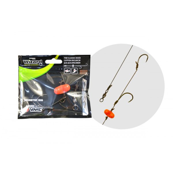 Wizard Monster - The Classic Koós Catfish Rig 6/0+8/0 Round Nadväzec na sumce