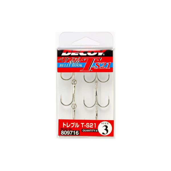 Decoy T-S21 Belly Hook #4 Füles Szakállas Háromágú Horog 6db