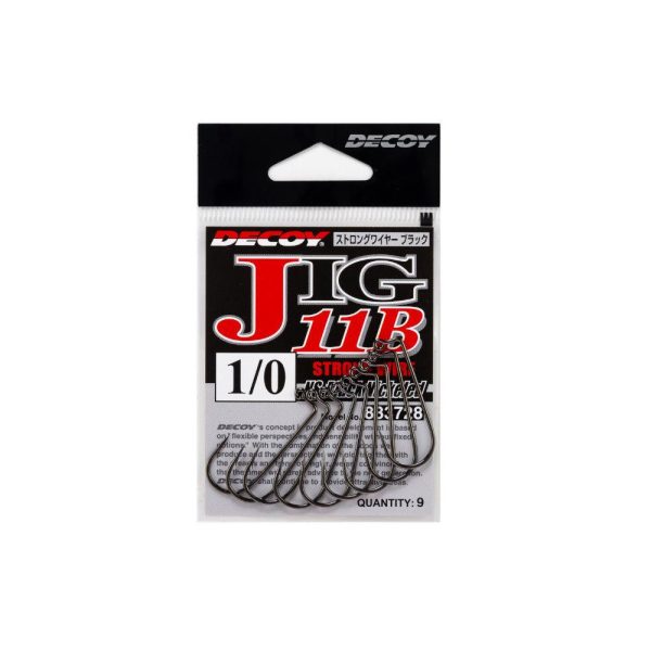 Decoy Jig11B Strong Wire Black #1 Füles Szakállas Egyágú Jig Horog 9db