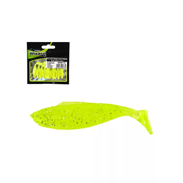 Wizard Shad Fluo-Green 4cm Umelá nástraha 10ks