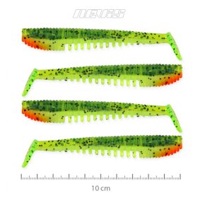   Nevis Impulse Shad 10cm 6,92gr 4ks/bal Zeleno-Oranžová Trblietka Plastová nástraha