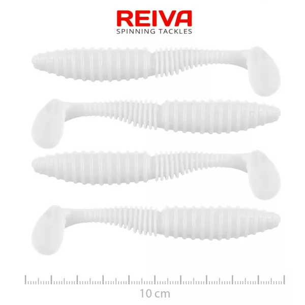Reiva Zander Power Shad 10cm 7,05g 4ks/bal (Biela) Plastová nástraha