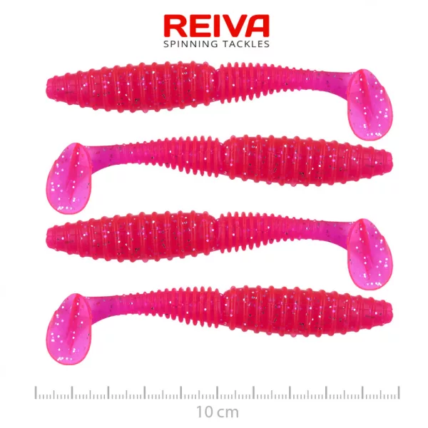 Reiva Zander Power Shad 10cm 7,05g 4ks/bal (Ružová Trblietka) Plastová nástraha