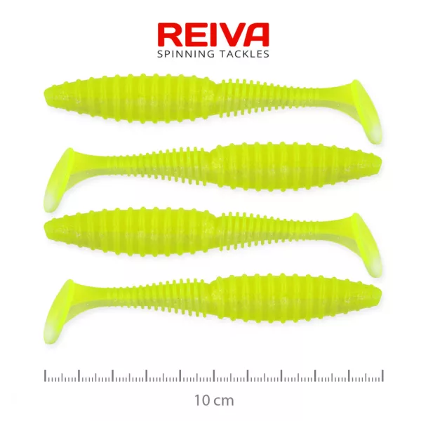 Reiva Zander Power Shad 10cm 7,05g 4ks/bal (Fluo Zelená) Plastová nástraha