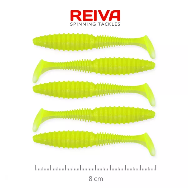Reiva Zander Power Shad 8cm 3,18g 5ks/bal (Fluo Zelená) Plastová nástraha