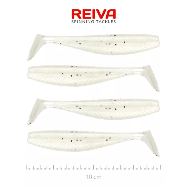 Reiva Flat Minnow Shad 10cm Pearl Dot Plastová Návnada 4ks