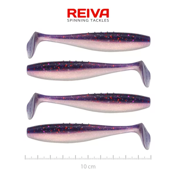 Reiva Flat Minnow Shad 10cm Purple Pearl Plastová Návnada 4ks