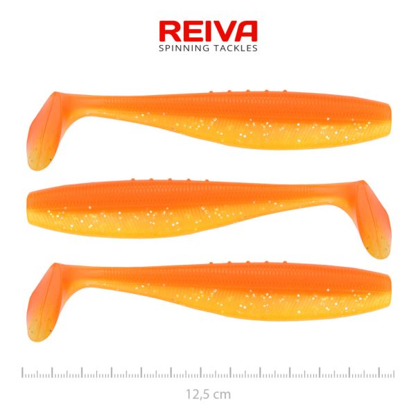 Reiva Flat Minnow Shad 12,5cm Shiny Orange Plastová Nástraha 3ks