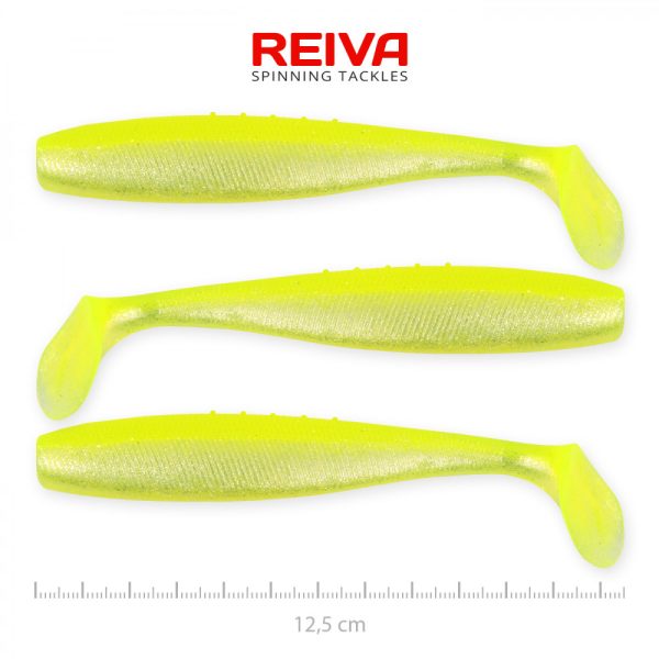 Reiva Flat Minnow shad 12,5cm 3ks/bal (Žlto-strieborný) Plastová nástraha