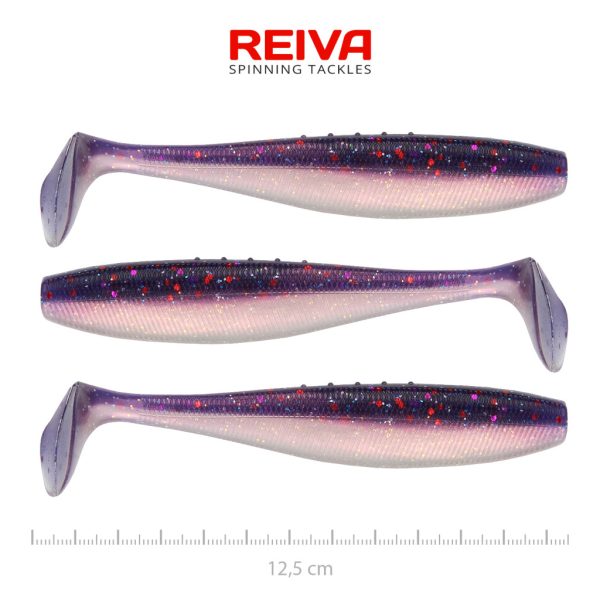 Reiva Flat Minnow Shad 12,5cm Purple Pearl Plastová Nástraha 3ks