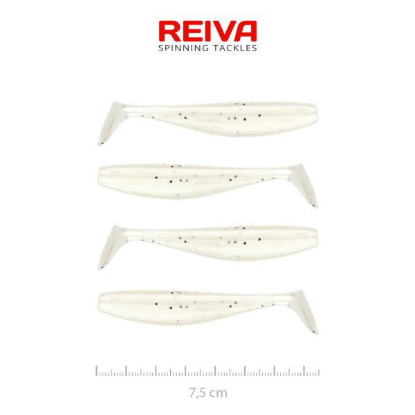 Reiva Flat Minnow Shad 7,5cm Pearl Dot Plastová Nástraha 4ks