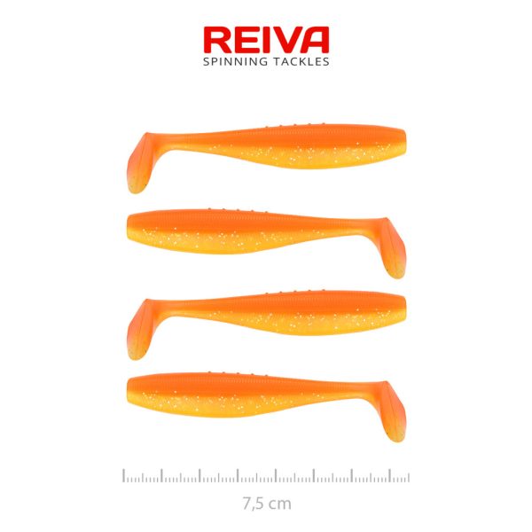 Reiva Flat Minnow Shad 7,5cm Shiny Orange Plastová Nástraha 4ks