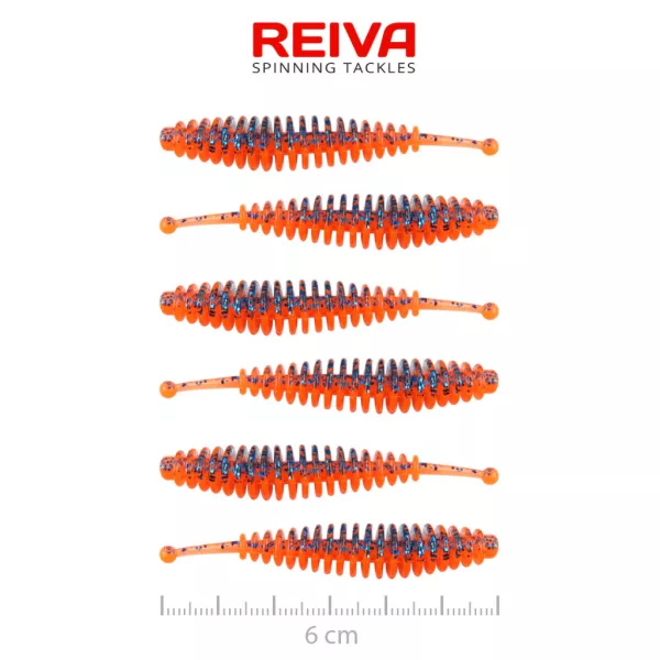 Reiva Tiny Worm Orange Disco 6cm Plastová Návnada 6ks