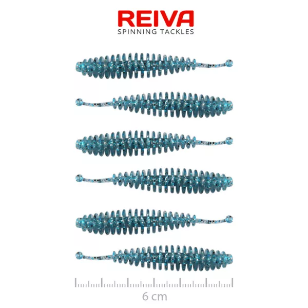 Reiva Tiny Worm Blue Shiner 6cm Plastová Návnada 6ks