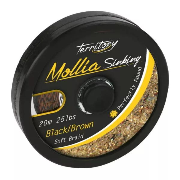 Mikado Mollia Hooklink 20m 25lbs Čierno-Hnedá Pletená Nadväzcová Šnúra