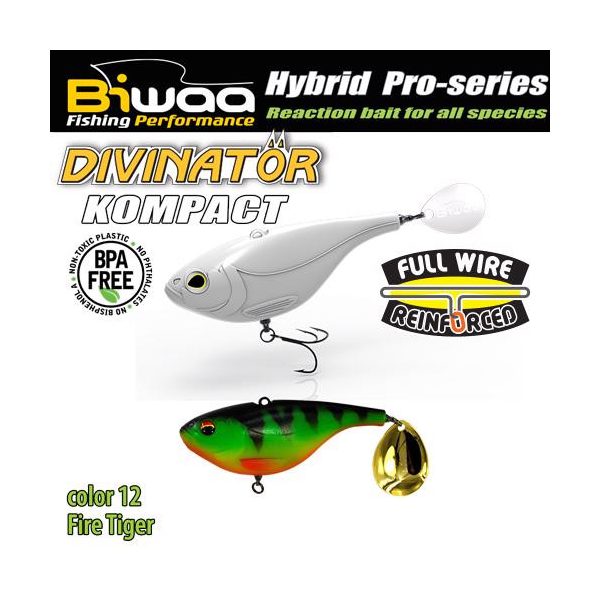 Biwaa Divinator Kompact 50 5cm 20gr 12 Fire Tiger Spinnertail 1db