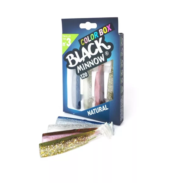 FIIISH 4ks 120mm telo Black Minnow v prírodných farbách: Khaki - Khaki Glitter - Pink - Black Plastová nástraha