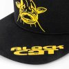 Black Cat Flat Peak Cap Čierna Baseballová Čiapka