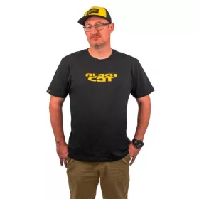 Black Cat Logo Black T-Shirt Tričko 2XL