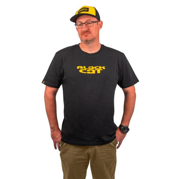 Black Cat Logo Black T-Shirt Tričko L