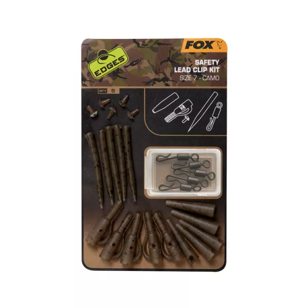 Fox EDGES™ Camo Safety Lead Clip Kit Size 7 Size 7 x5 Rýchlokarabínka