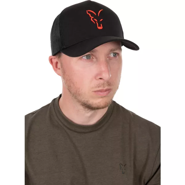 Fox Collection Trucker Cap Čierno-Oranžová baseballová čiapka
