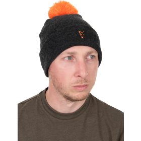   Fox Collection Bobble Hat Čierno-Oranžová Čiapka s brmbolcom