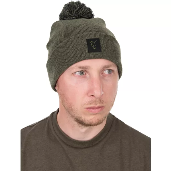 Fox Collection Bobble Hat Zeleno-Čierna Čiapka s brmbolcom