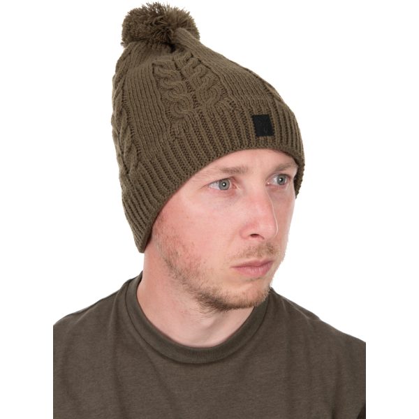 Fox Khaki Knitted Bobble Čiapka s brmbolcom