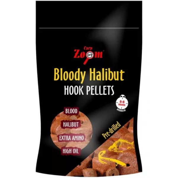 Carp Zoom CZ Krvavé halibutové háčikové pelety vŕtané, 8 mm, halibut, 150 g