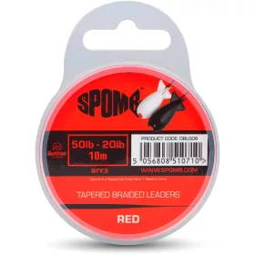   Spomb Tapered Braided Leaders Červená Pletený zužujúci sa 0,38mm-0,20mm Nahadzovací nadväzec 3ks
