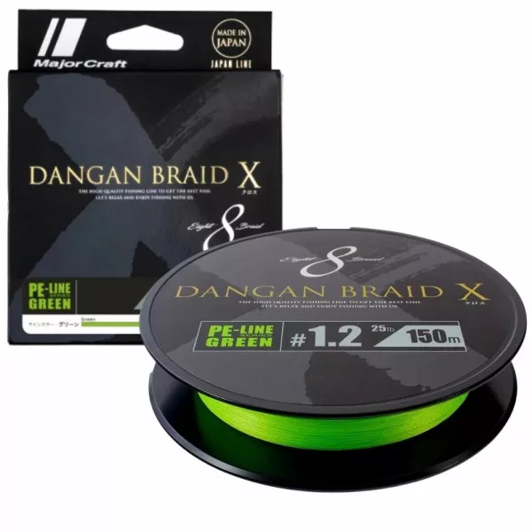 Major Craft Dangan Braid X 8X 0,19mm 150m Fluo Green Pletená šnúra