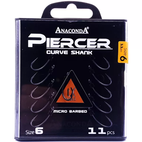 Anaconda Piercer CurveShank 6 Füles, Szakállas Pontyozó Horog 11db