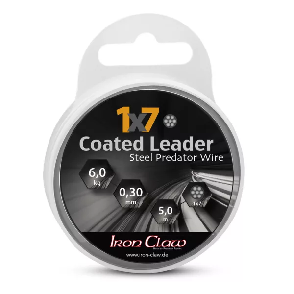 Iron Claw 1x7 Coated Leader Fekete 0,42mm 5m Bevonatos Acél Előkezsinór
