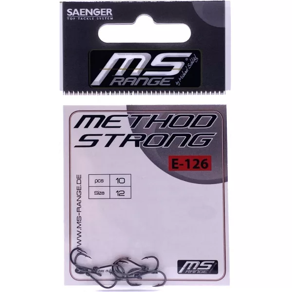 MS Range E-126 Method Strong 12 Füles, Szakállas Horog 10db