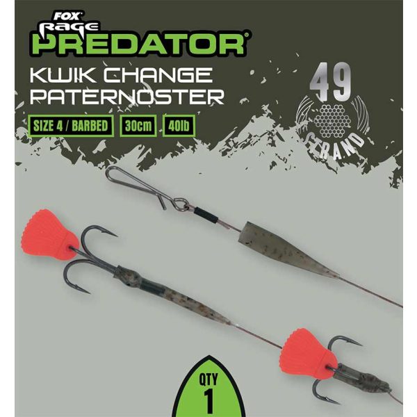 Fox Rage Predator Kwik Change Paternoster Trace 30cm Oceľový nadväzec na paternostru s trojháčikom č. 4