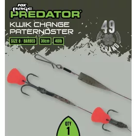   Fox Rage Predator Kwik Change Paternoster Trace 30cm Oceľový nadväzec na paternostru s trojháčikom č. 8