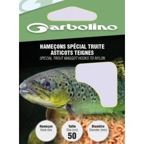   Garbolino Trout Maggot Hooks To Nylon 8 s lopatkou, monofilný naviazaný háčik s protihrotom 10ks