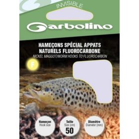   Garbolino Nickel Maggot/Worm Hooks To Fluorocarbon 16 s lopatkou, monofilný naviazaný háčik s protihrotom 10ks