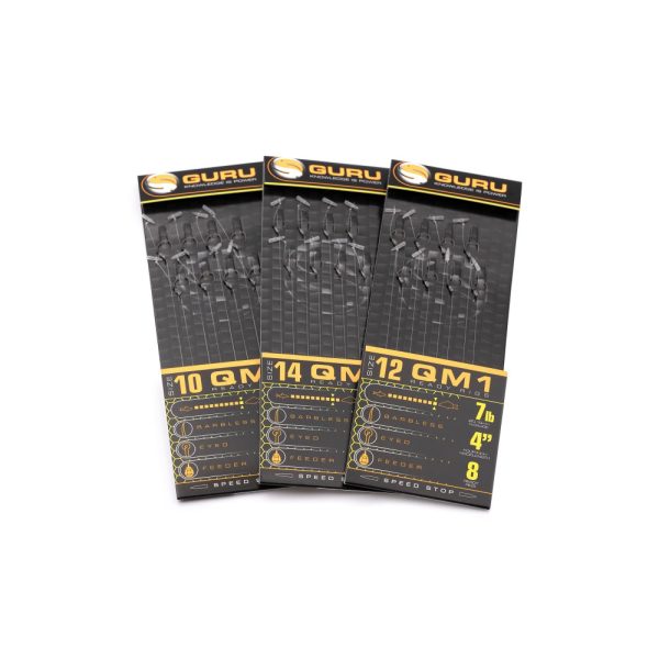 Guru QM1 Speed Stop 14 Háčik s očkom, bez protihrotu, monofilný nadväzec 8ks