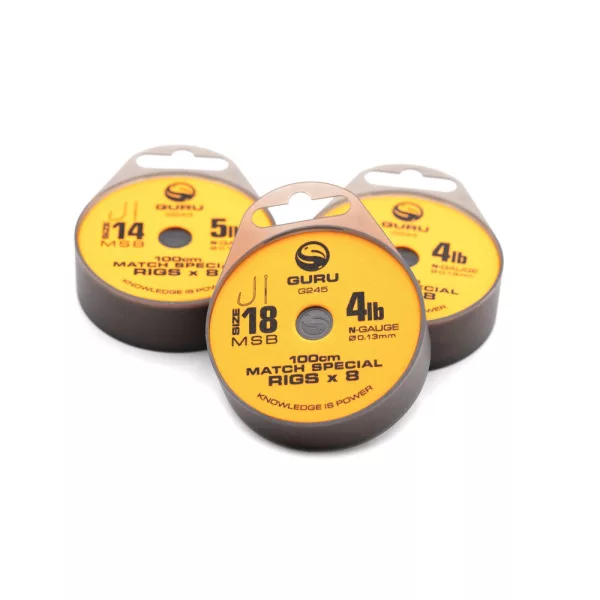 Guru Match Special Rig 18 Háčik s protihrotom, s lopatkou, monofil, predviazaný 8ks