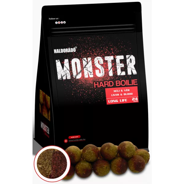 Haldorádó Monster Hard Boilie Pečeň-Krv 700gr 24mm Boilie