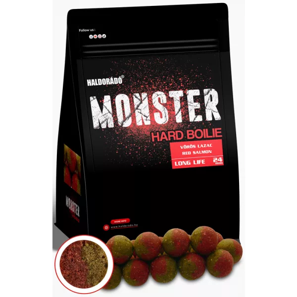 Haldorádó Monster Hard Boilie Červený Losos 700gr 24mm Boilie
