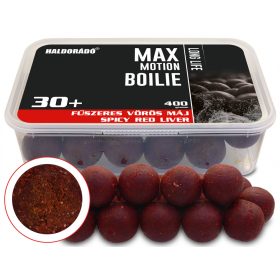   Haldorádó Max Motion Boilie Long Life Korenená Červená Pečeň 400gr 30mm Boilie