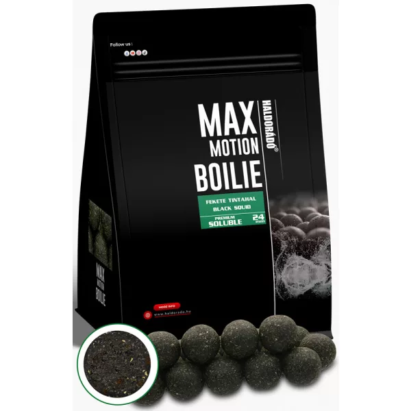 Haldorádó Max Motion Boilie Premium Soluble Čierna Sépie 800gr 24mm Boilie