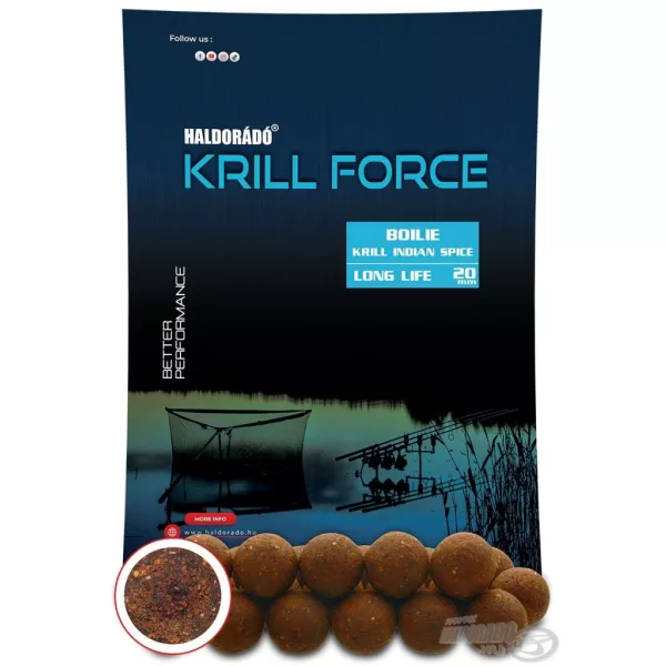 Haldorádó Krill Force Boilie Long Life 20mm Krill Indian Spice Kŕmna boilie 700gr