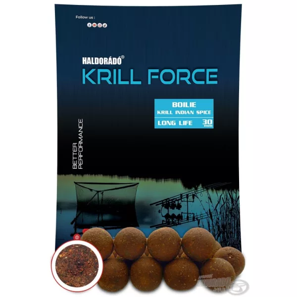 Haldorádó Krill Force Boilie Long Life 30mm Krill Indian Spice Kŕmne Boilies 700gr