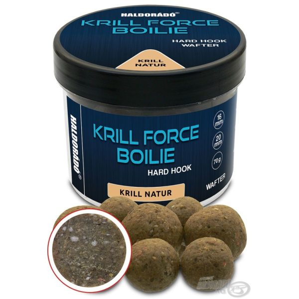 Haldorádó Krill Force Boilie Hard Hook Wafter 16, 20 mm Krill Natur Nástrahové Boilies 70gr