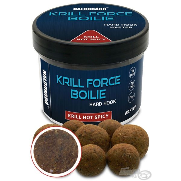 Haldorádó Krill Force Boilie Hard Hook Wafter 16, 20 mm Krill Hot Spicy Nástrahové Boilies 70gr