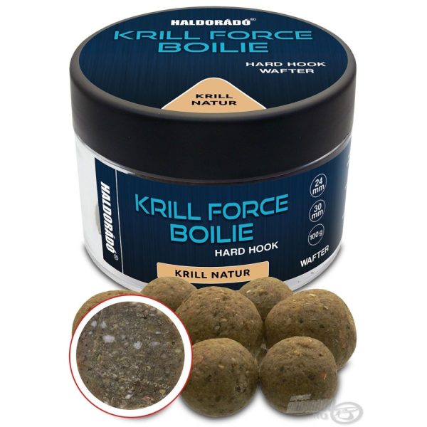 Haldorádó Krill Force Boilie Hard Hook Wafter 24, 30 mm Krill Natur Nástrahové Boilies 100gr